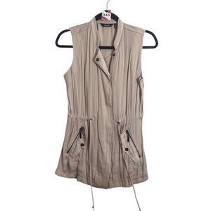 Simply Vera Vera Wang Womens Vest XS Taupe Utility Zip Jacket